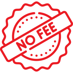 Icon 1 Here's an alt tag for the image: `Red no fee stamp`