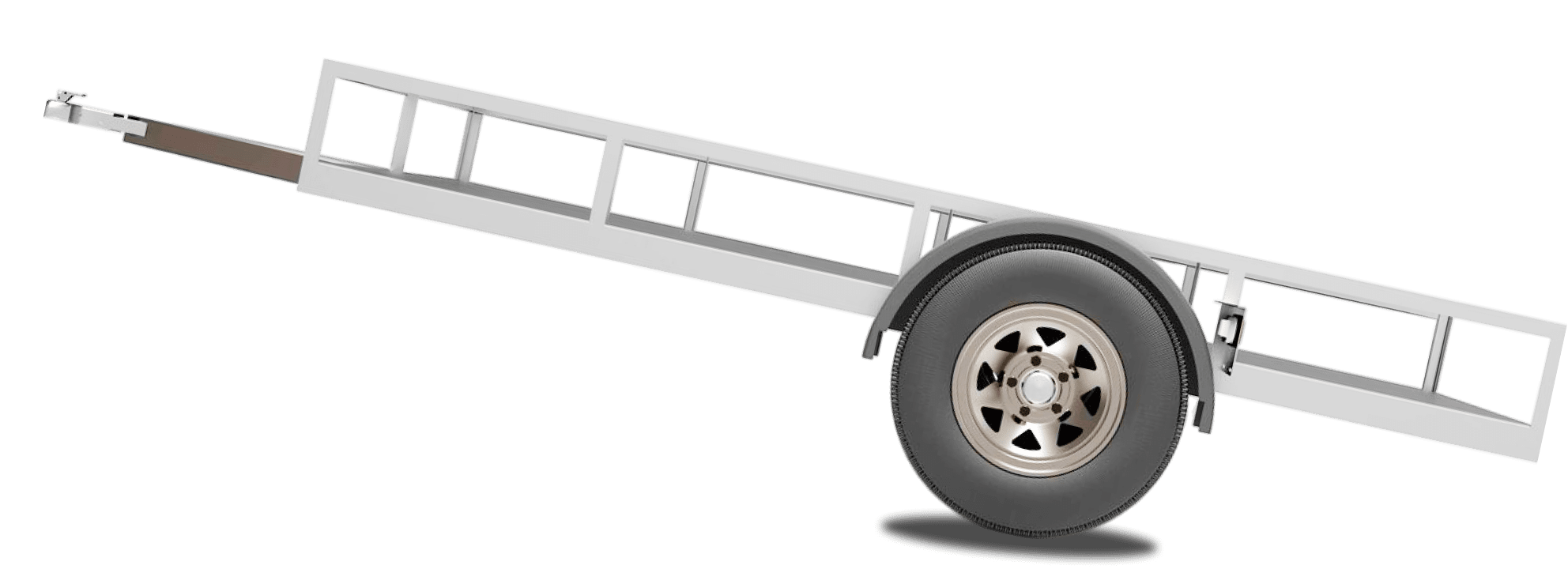Trailer Here's an alt tag for the image: Lightweight utility trailer with single wheel.